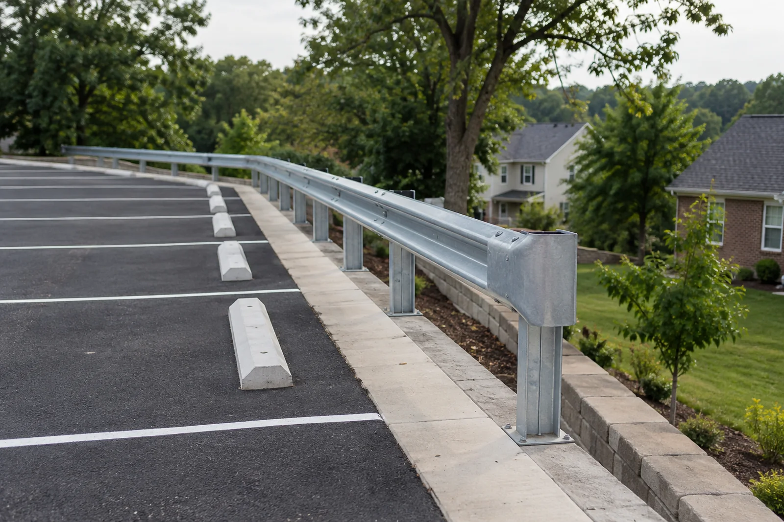 Guardrail at the lot edge