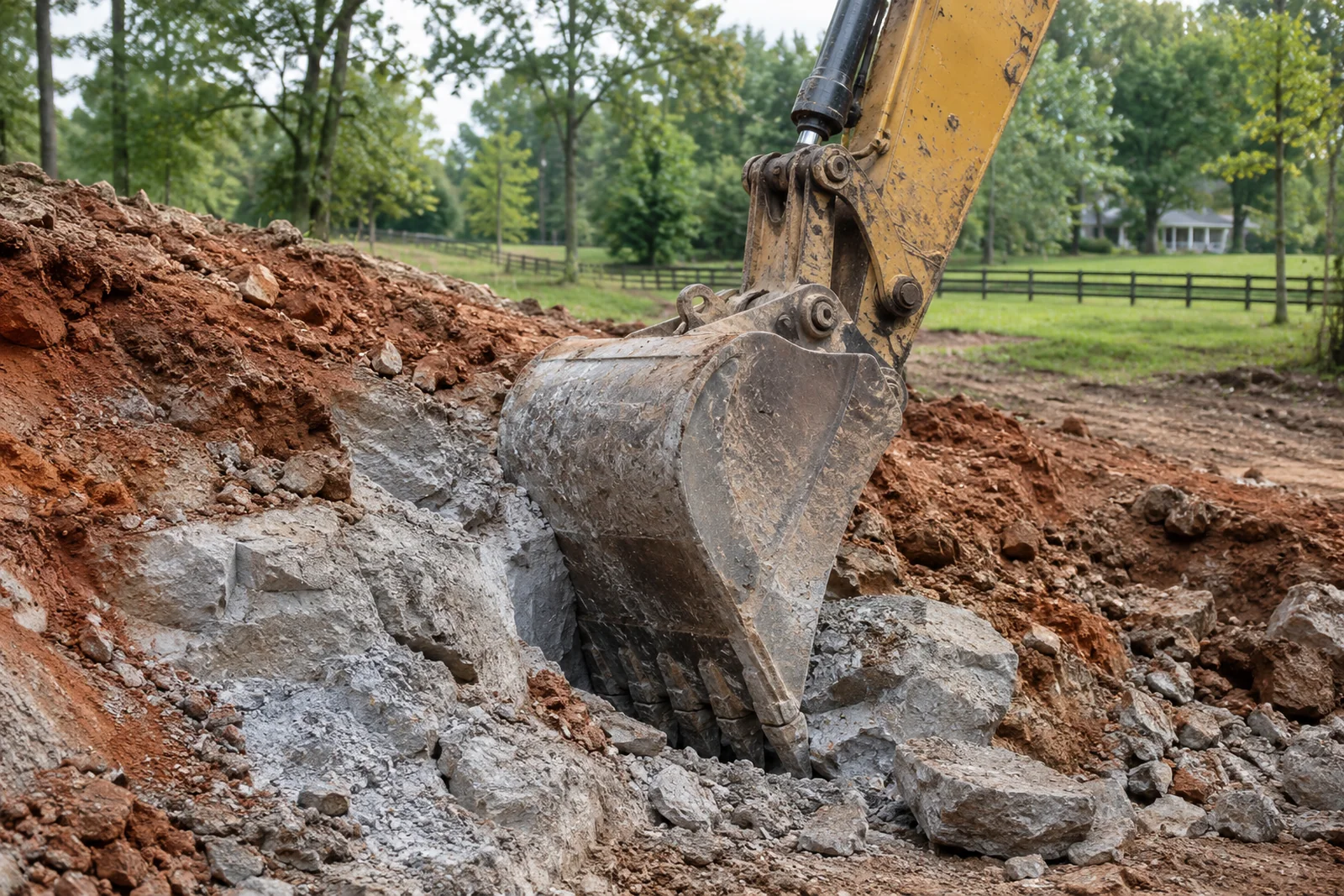 Rock in the excavation Rock in the excavation